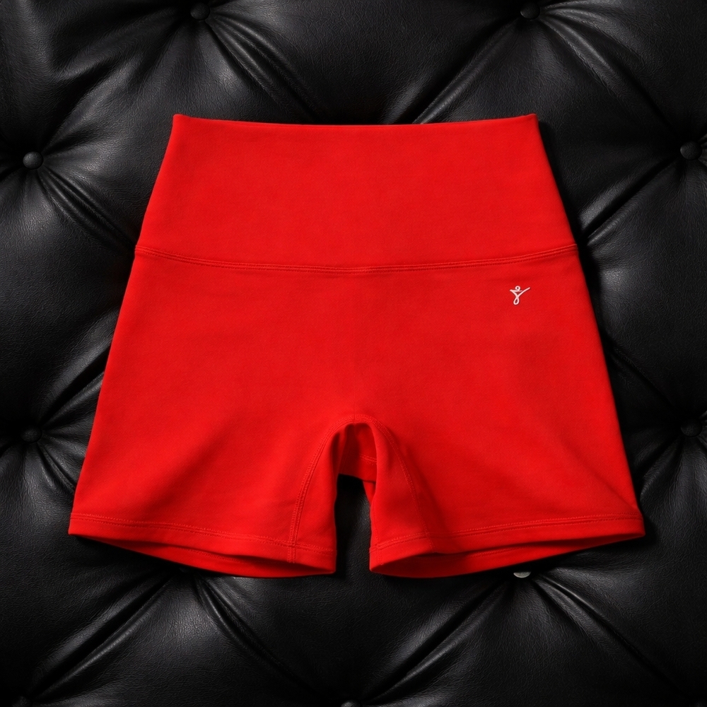 High-Waist Red Women's Gym Shorts